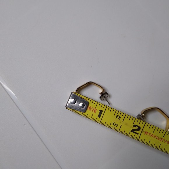 Vintage Pentagon Metal Hoop Earrings - Picture 15 of 15